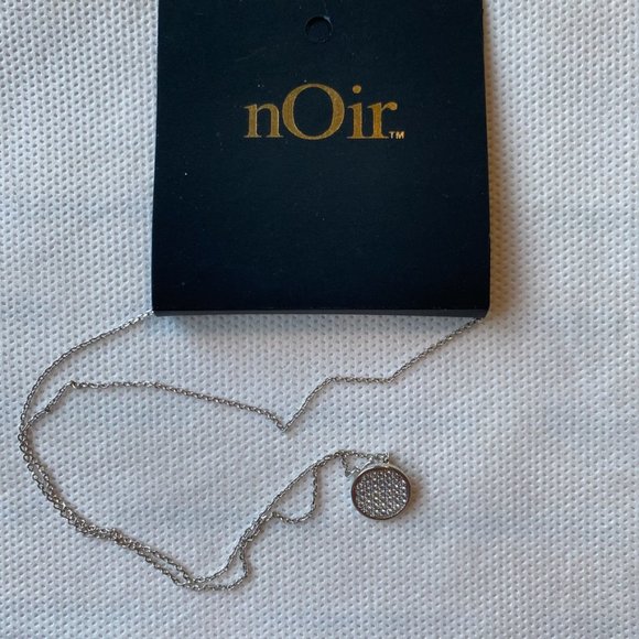 nOir Silver Necklace with Pave Charm - Picture 2 of 8